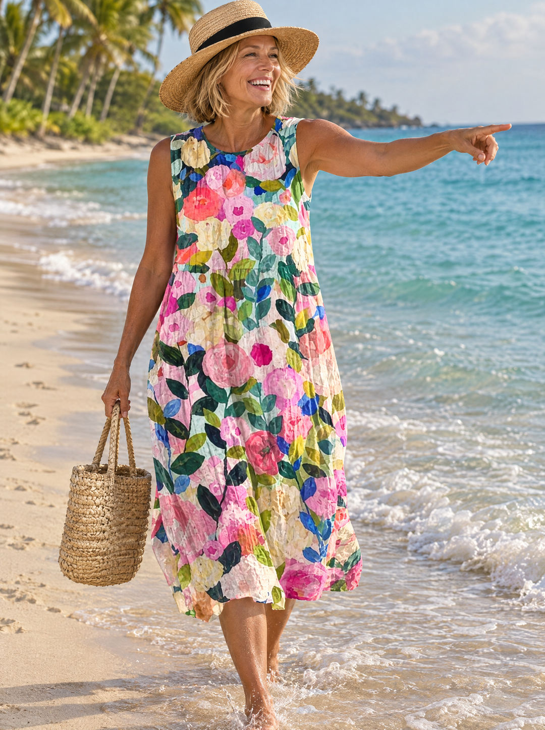 Petunia | Painted Rose Midi Dress