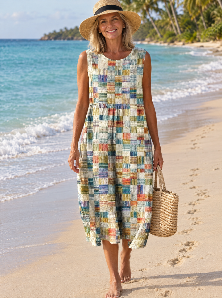 Patsy | Patchwork Check Midi Dress