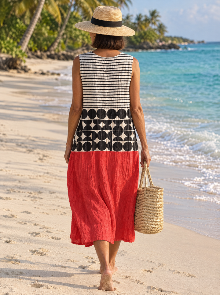 Marlowe | Red Geometric Midi Dress