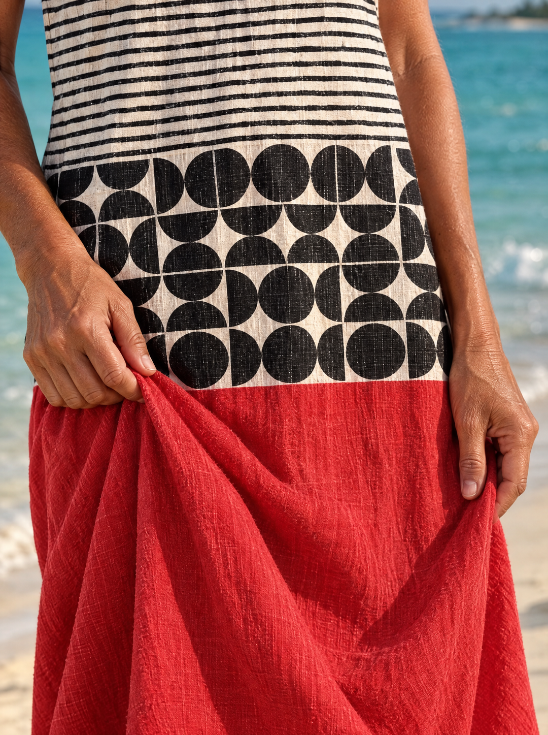 Marlowe | Red Geometric Midi Dress