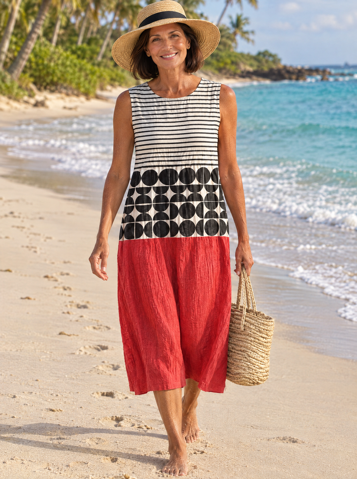 Marlowe | Red Geometric Midi Dress