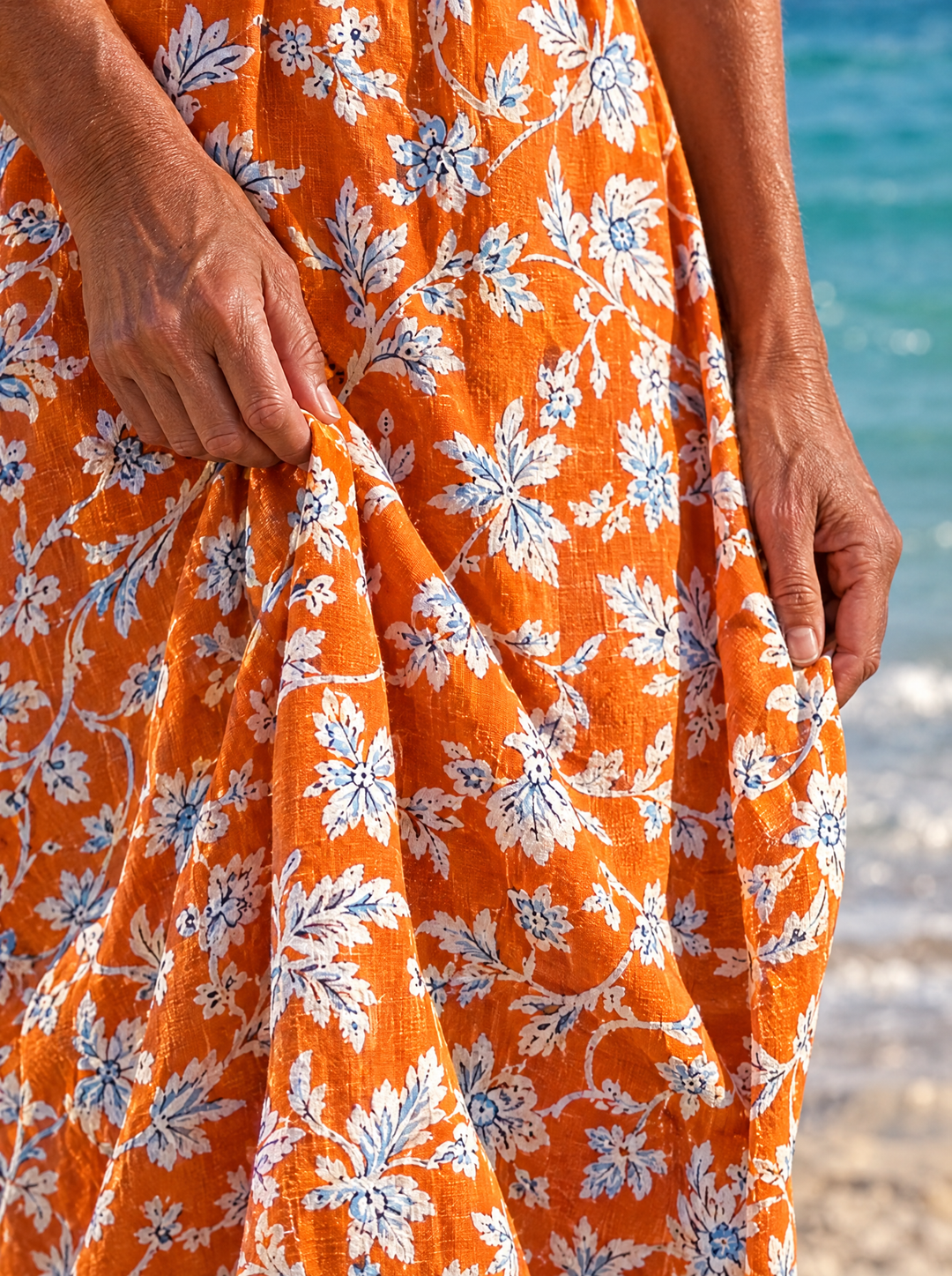Tangerine | Orange Floral Midi Dress