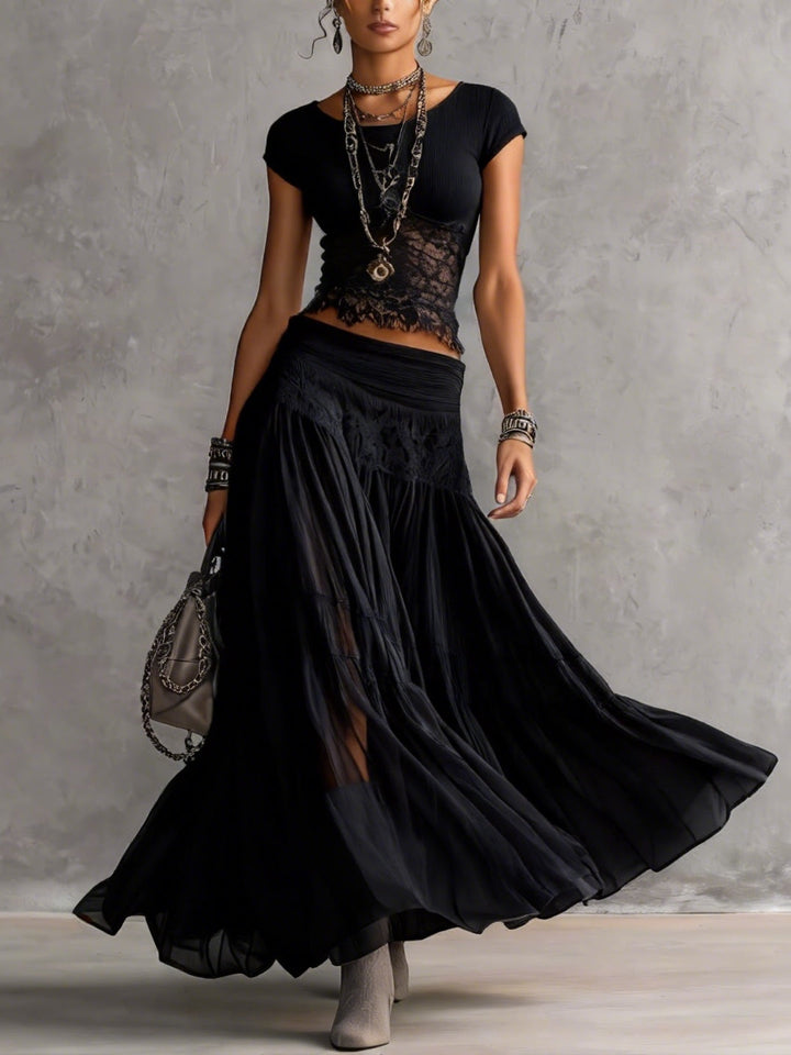 Juliette™ | Lace Top and Pleated Chiffon Skirt Set