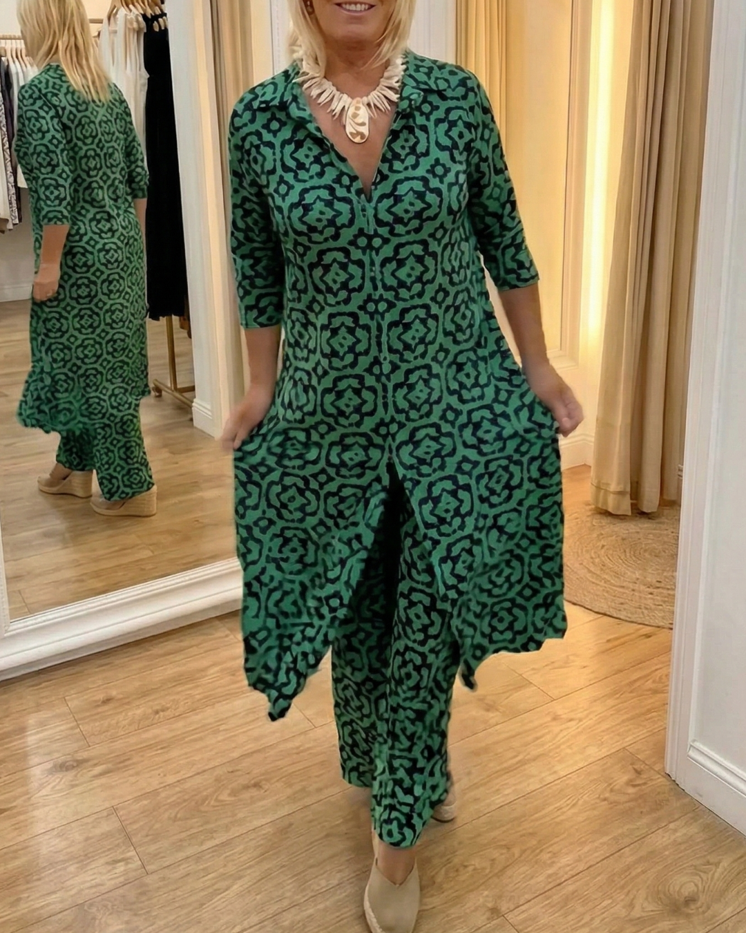 Laura | Button-Front Printed Set