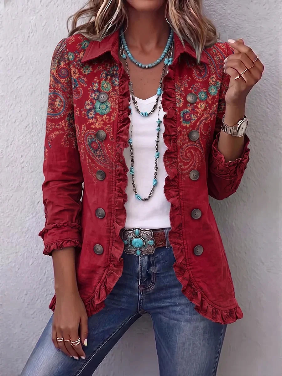 Fayrene™ | Bohemian Paisley Ruffle Jacket