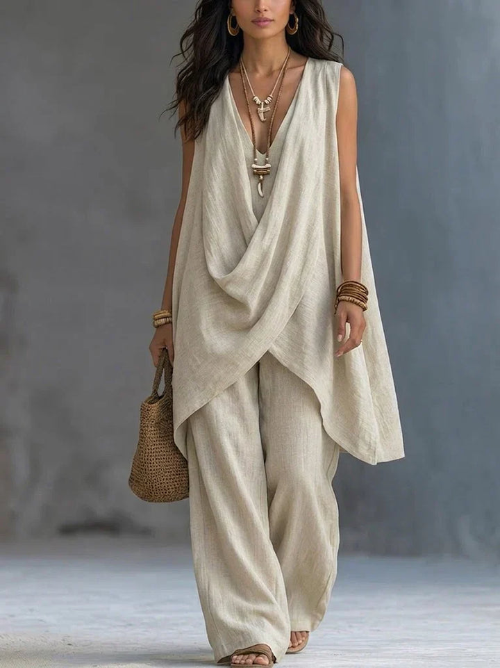Bohemian-Inspired Loose Cotton and Linen Outfit