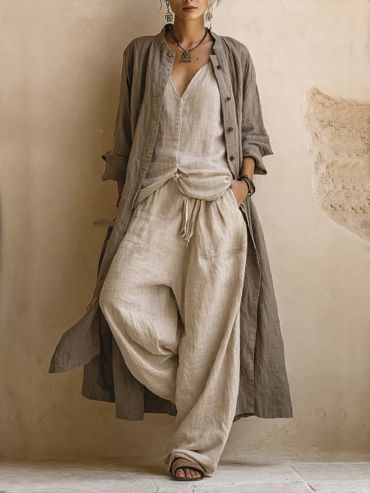 Bohemian-Inspired 3-Piece Linen Blend Ensemble