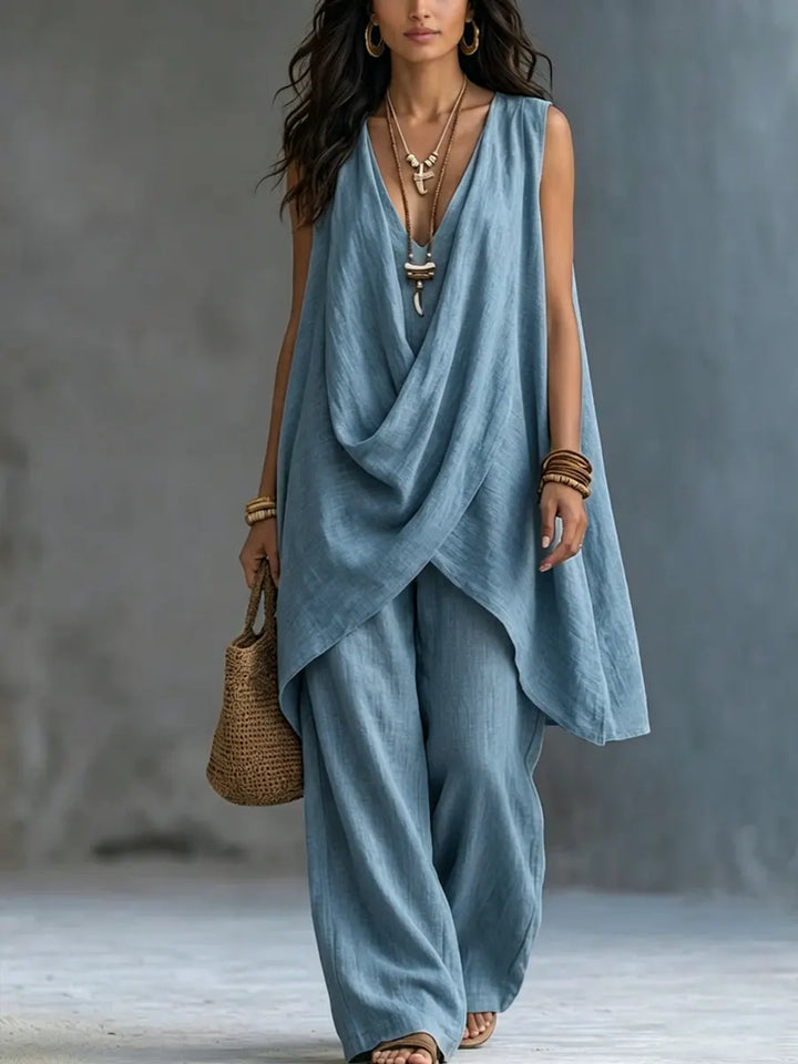 Bohemian-Inspired Loose Cotton and Linen Outfit