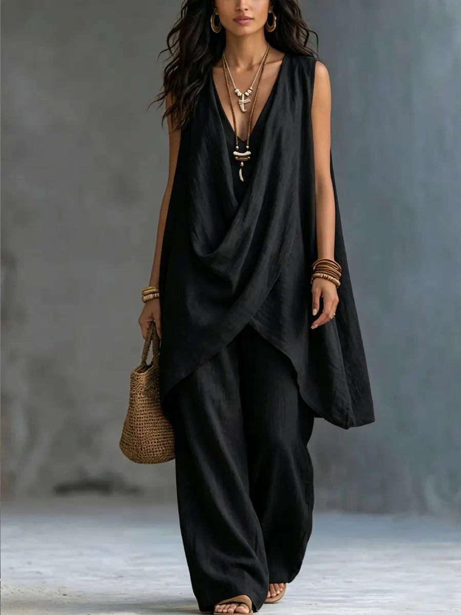 Bohemian-Inspired Loose Cotton and Linen Outfit