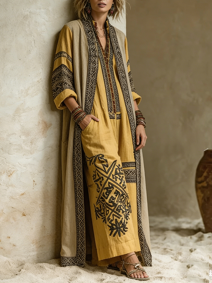 Bohemian-Inspired Ochre Two-Piece Set