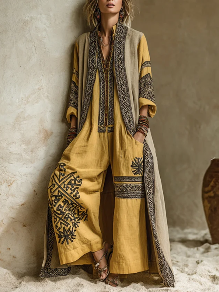 Bohemian-Inspired Ochre Two-Piece Set
