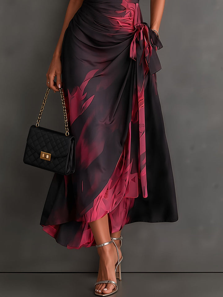 Rosie | Abstract Print Wrap Midi Dress