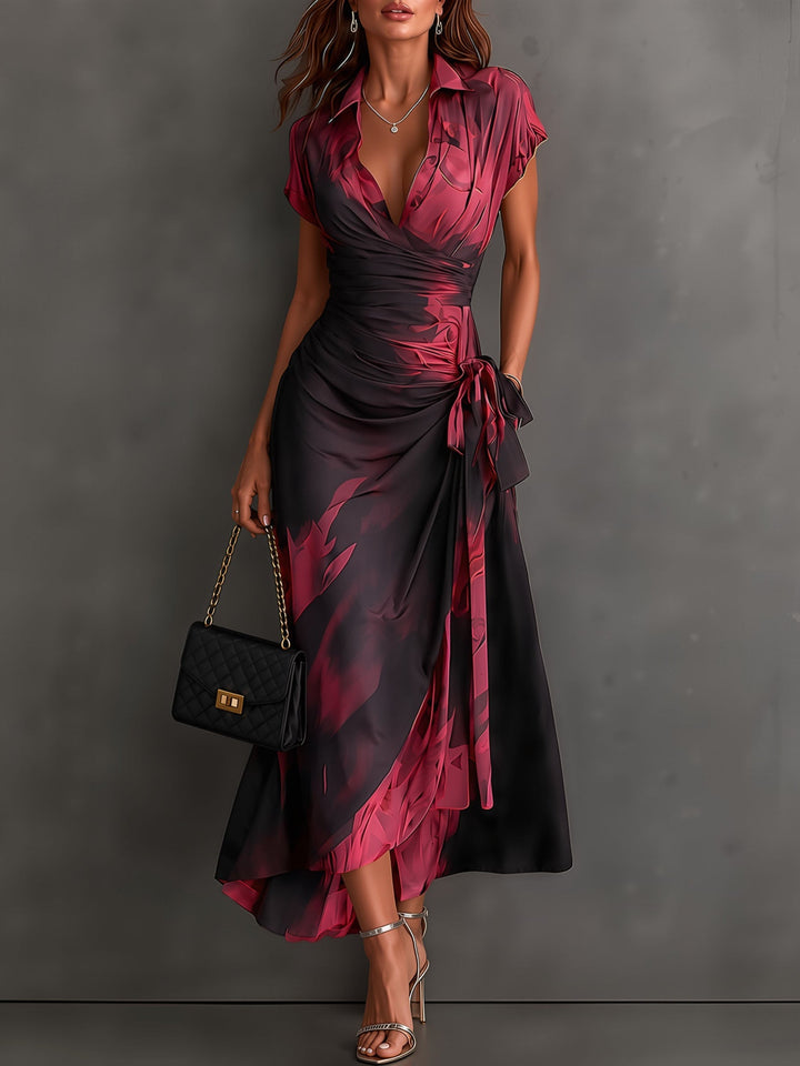 Rosie | Abstract Print Wrap Midi Dress